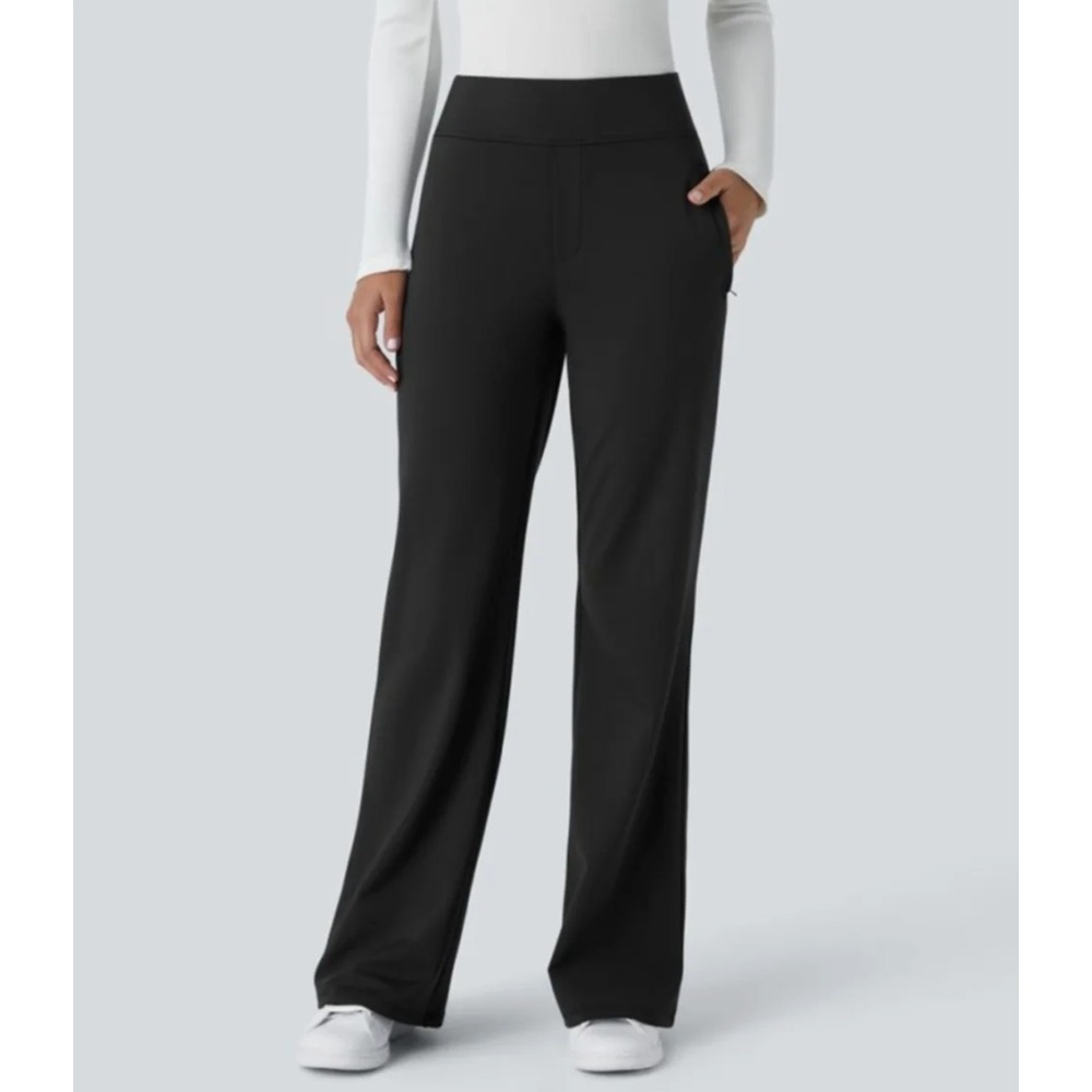NEW Halara DayStretch Mid Rise Side Zipper Pocket Work Flare Pants Size S Tall